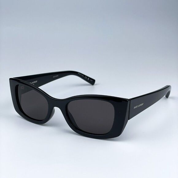 NEW Saint Laurent SL593 001 Black Square Unisex Sunglasses - Picture 5 of 11